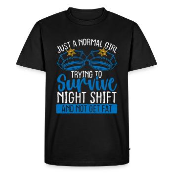 Des policières survivent à un policier de nuit - T-shirt Premium bio Homme - noir - Devant - Nico (187cm)