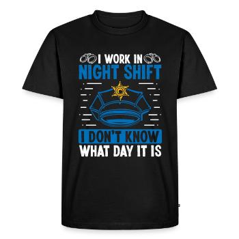 Policier Travaille dans l’équipe de nuit Policier - T-shirt Premium bio Homme - noir - Devant - Nico (187cm)