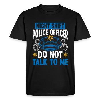 Policier de nuit Ne parlez pas Policier - T-shirt Premium bio Homme - noir - Devant - Nico (187cm)