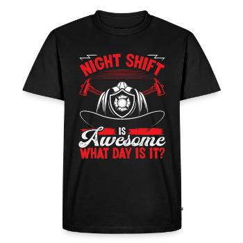 Night Shift Firefighter Volunteer Fire Pants - Men's Premium Organic T-Shirt - black - Front - Nico (187cm)
