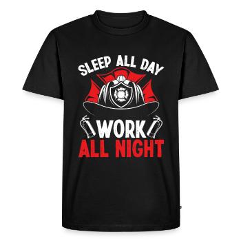 Night Shift Firefighter Sleep all Day Fire Truck - Men's Premium Organic T-Shirt - black - Front - Nico (187cm)