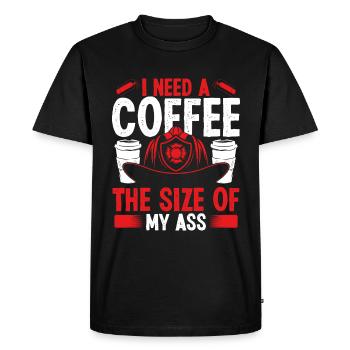 Firefighter Coffee size my Ass Night Shift Firemen - Men's Premium Organic T-Shirt - black - Front - Nico (187cm)