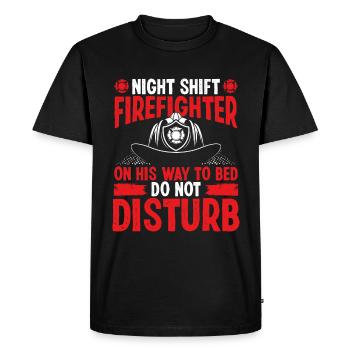 Night Shift Firefighter on his way to bed Firemen - Men's Premium Organic T-Shirt - black - Front - Nico (187cm)