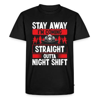 Drôle de nuit Pompiers Humour Pompier - T-shirt Premium bio Homme - noir - Devant - Nico (187cm)