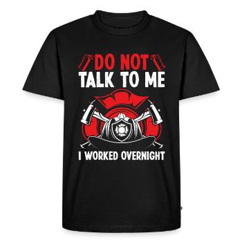 Pompier de nuit Drôle j’ai travaillé Pompiers - T-shirt Premium bio Homme - noir - Devant - Nico (187cm)