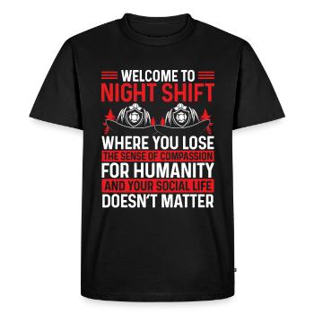 Humour Pompier de nuit Drôle de pompiers - T-shirt Premium bio Homme - noir - Devant - Nico (187cm)