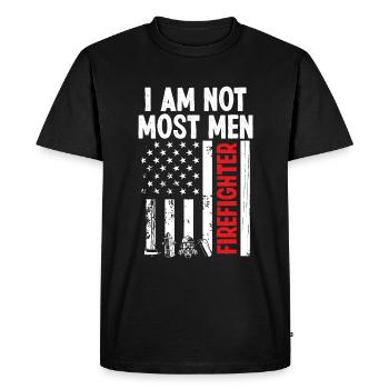 Firemen I am not most men Night Shift Firefighter - Men's Premium Organic T-Shirt - black - Front - Nico (187cm)