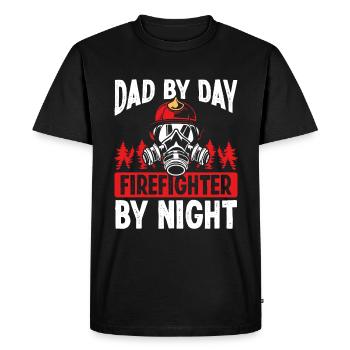 Night Shift Firefighter Dad Fathers Day Firemen - Men's Premium Organic T-Shirt - black - Front - Nico (187cm)