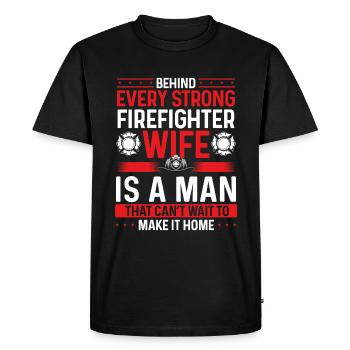 Pompier Femme Mariage Nuit Pompiers - T-shirt Premium bio Homme - noir - Devant - Nico (187cm)