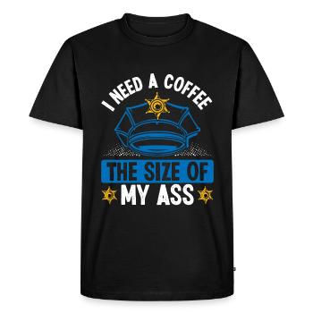 Policier de nuit Taille du café Policier - T-shirt Premium bio Homme - noir - Devant - Nico (187cm)