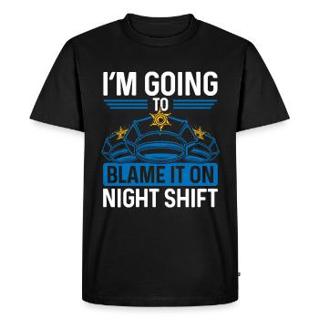 Le policier de nuit blâme l’agent de police - T-shirt Premium bio Homme - noir - Devant - Nico (187cm)