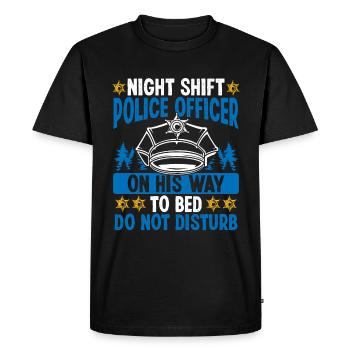 Policier de nuit sur le lit Officier de police - T-shirt Premium bio Homme - noir - Devant - Nico (187cm)