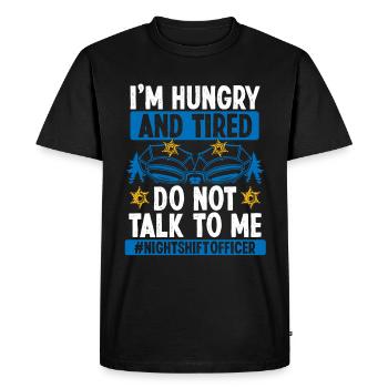 Policier de nuit Policier fatigué - T-shirt Premium bio Homme - noir - Devant - Nico (187cm)