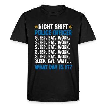 Policier de nuit Quel jour Policier - T-shirt Premium bio Homme - noir - Devant - Nico (187cm)