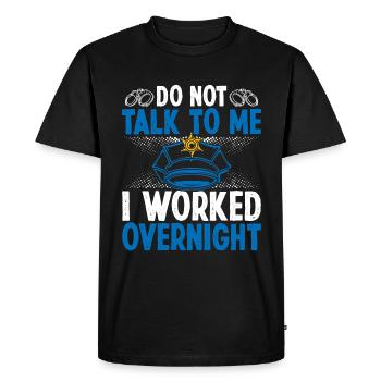 Policier de nuit J’ai travaillé Policier - T-shirt Premium bio Homme - noir - Devant - Nico (187cm)