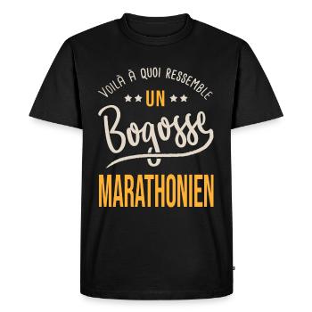 running bogosse marathonien cadeau marathon - T-shirt Premium bio Homme - noir - Devant - Nico (187cm)