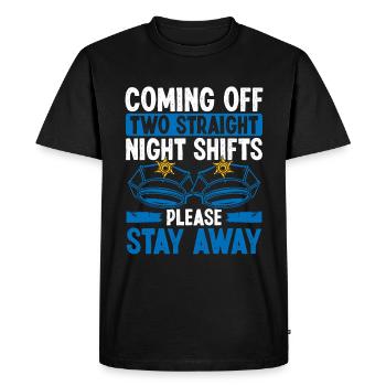 Policier de nuit Drôle de policier - T-shirt Premium bio Homme - noir - Devant - Nico (187cm)