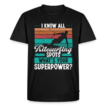 Kiteboarder Kitesurfing Spot Whats your Superpower - Men's Premium Organic T-Shirt - black - Front - Nico (187cm)
