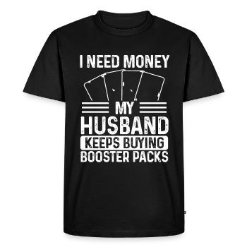 Trading Card Game Collector money Husband TCG - Men's Premium Organic T-Shirt - black - Front - Nico (187cm)