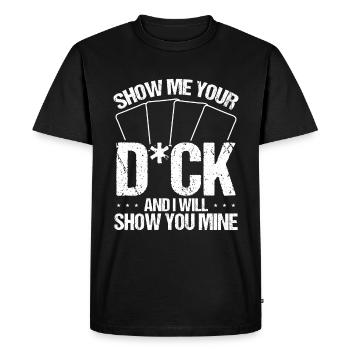 Humor Trading Card Game Collector Funny Card - Men's Premium Organic T-Shirt - black - Front - Nico (187cm)