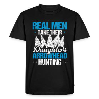 Arrowhead Hunting Real Men Collectionneur d’artefacts - T-shirt Premium bio Homme - noir - Devant - Nico (187cm)