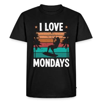 Kiteboarder Vintage I love Mondays Humor Kite - Men's Premium Organic T-Shirt - black - Front - Nico (187cm)