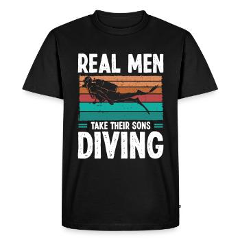 Diver Real Men taker their Sons Scuba Diving - Men's Premium Organic T-Shirt - black - Front - Nico (187cm)