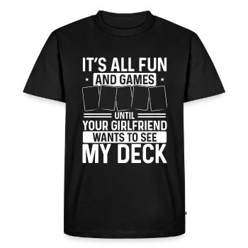 Trading Card Came Girlfriend veut voir mon deck - T-shirt Premium bio Homme - noir - Devant - Nico (187cm)