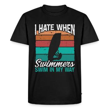 Je déteste les nageurs Vintage Rig Windsurf - T-shirt Premium bio Homme - noir - Devant - Nico (187cm)