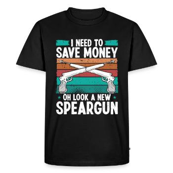Spearfisher Need Money Freediving Apnea Diver - Men's Premium Organic T-Shirt - black - Front - Nico (187cm)