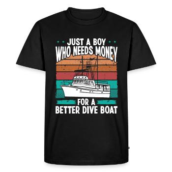 Spearfisher Dive Boat Freediving Apnea Diver - Men's Premium Organic T-Shirt - black - Front - Nico (187cm)