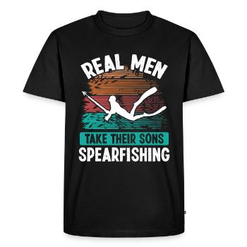 Spearfisher Real Women take their Spearfishing - Men's Premium Organic T-Shirt - black - Front - Nico (187cm)