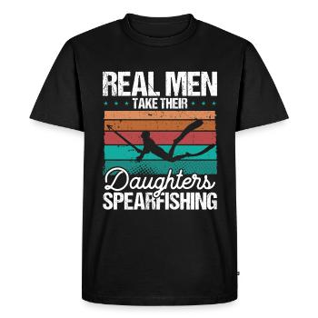 Spearfisher Real Men take their Daughters - Men's Premium Organic T-Shirt - black - Front - Nico (187cm)