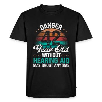 42 Idée d’anniversaire L’humour peut crier drôle 42 ans - T-shirt Premium bio Homme - noir - Devant - Nico (187cm)