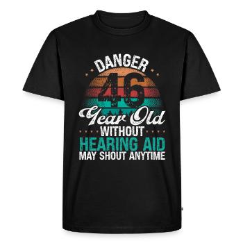 46 Idée d’anniversaire L’humour peut crier drôle 46 ans - T-shirt Premium bio Homme - noir - Devant - Nico (187cm)