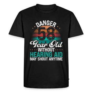 58 Idée d’anniversaire L’humour peut crier drôle 58 ans - T-shirt Premium bio Homme - noir - Devant - Nico (187cm)