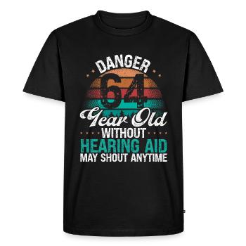 64 Idée d’anniversaire L’humour peut crier drôle 64 ans - T-shirt Premium bio Homme - noir - Devant - Nico (187cm)