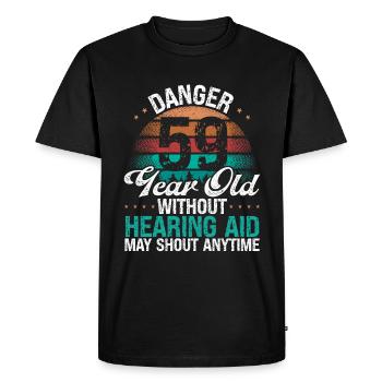 59 Idée d’anniversaire L’humour peut crier drôle 59 ans - T-shirt Premium bio Homme - noir - Devant - Nico (187cm)