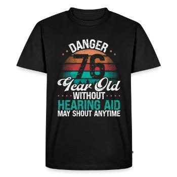 76 Idée d’anniversaire L’humour peut crier drôle 76 ans - T-shirt Premium bio Homme - noir - Devant - Nico (187cm)