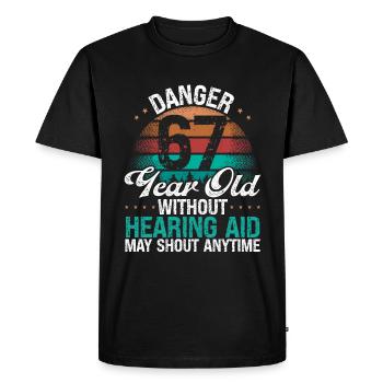 67 Idée d’anniversaire L’humour peut crier drôle 67 ans - T-shirt Premium bio Homme - noir - Devant - Nico (187cm)