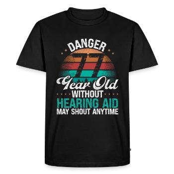 77 Idée d’anniversaire L’humour peut crier drôle 77 ans - T-shirt Premium bio Homme - noir - Devant - Nico (187cm)