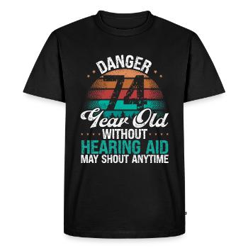 74 Idée d’anniversaire L’humour peut crier drôle 74 ans - T-shirt Premium bio Homme - noir - Devant - Nico (187cm)