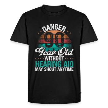 90 Birthday Idea Humour May Shout Drôle 90 ans - T-shirt Premium bio Homme - noir - Devant - Nico (187cm)