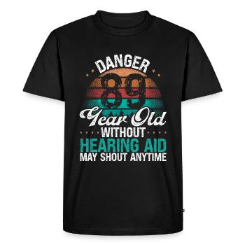 89 Idée d’anniversaire L’humour peut crier drôle 89 ans - T-shirt Premium bio Homme - noir - Devant - Nico (187cm)