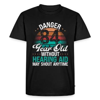 84 Idée d’anniversaire L’humour peut crier drôle 84 ans - T-shirt Premium bio Homme - noir - Devant - Nico (187cm)