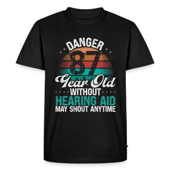 87 Idée d’anniversaire L’humour peut crier drôle 87 ans - T-shirt Premium bio Homme - noir - Devant - Nico (187cm)