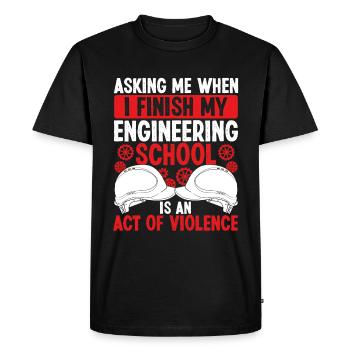 Drôle d’ingénieur diplômé de l’école d’ingénieur - T-shirt Premium bio Homme - noir - Devant - Nico (187cm)