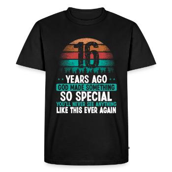 16 Anniversaire Dieu a fait quelque chose de spécial 16 ans - T-shirt Premium bio Homme - noir - Devant - Nico (187cm)