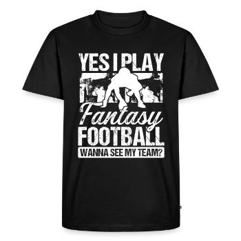 Joueur de football Fantasy Oui je joue à Fantasy Team - T-shirt Premium bio Homme - noir - Devant - Nico (187cm)