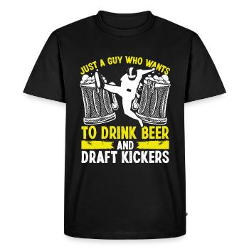 Joueur de football Fantasy buvant des kickers de draft - T-shirt Premium bio Homme - noir - Devant - Nico (187cm)